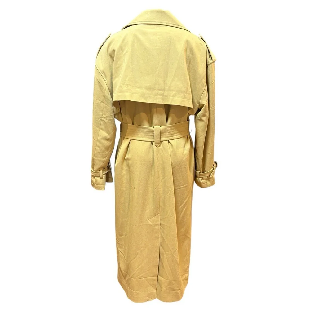NWT Topshop Trench Coat Double Breasted Belted Sand Mustard Sz. 10 - Picture 6 of 13